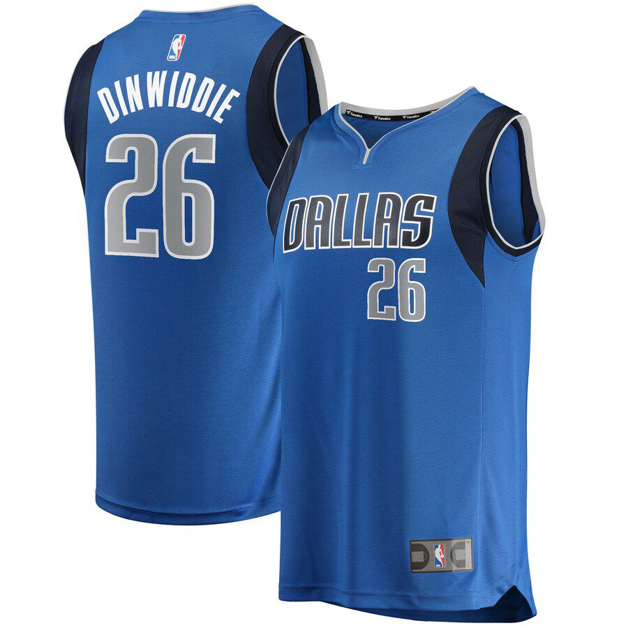 Men Dallas Mavericks #26 Spencer Dinwiddie Fanatics Branded Blue Fast Break Replica NBA Jersey